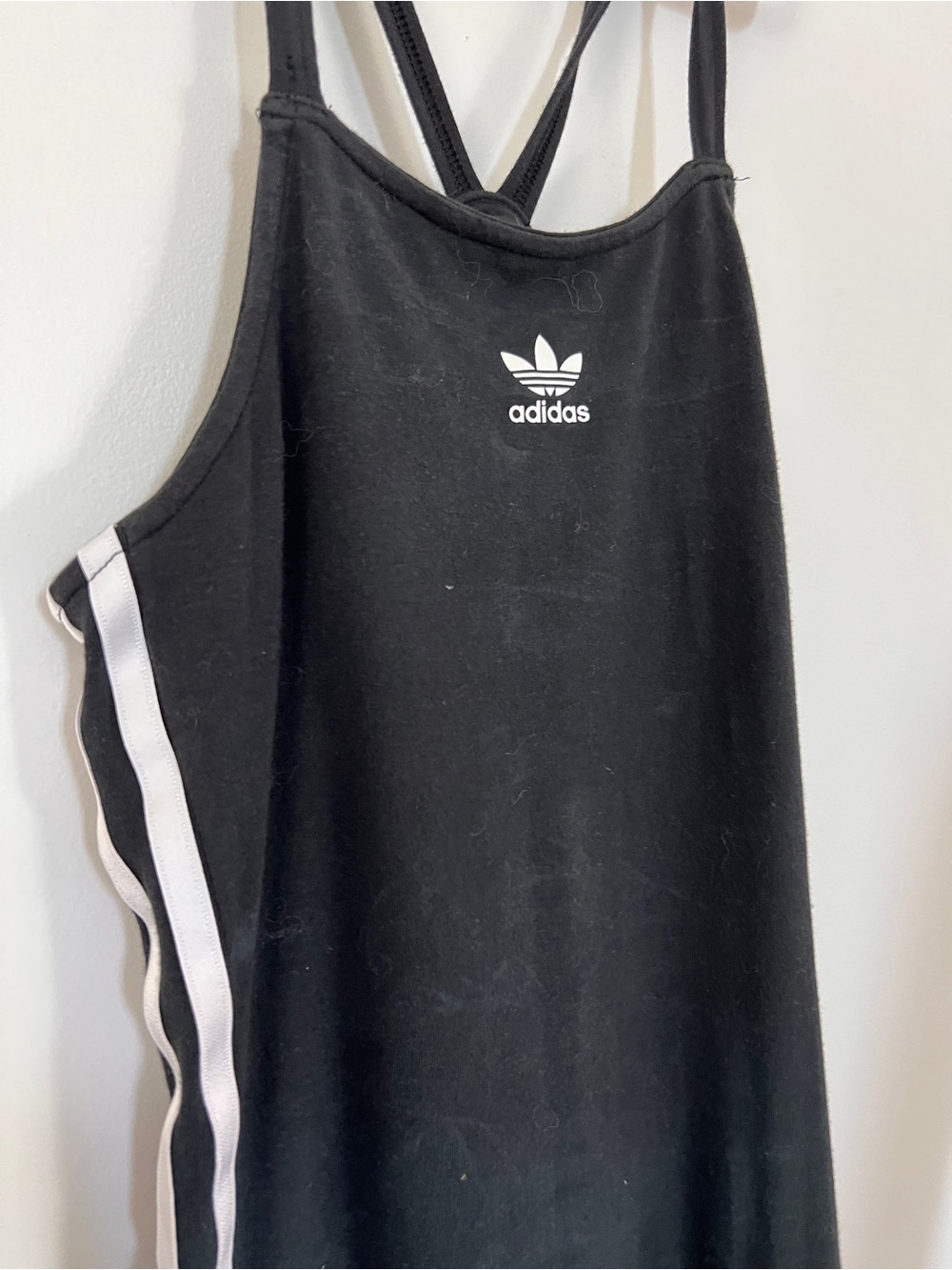 adidas Black Maxi Dress with White Side Stripes and High Slit ** marks.  XS - Picture 6 of 6